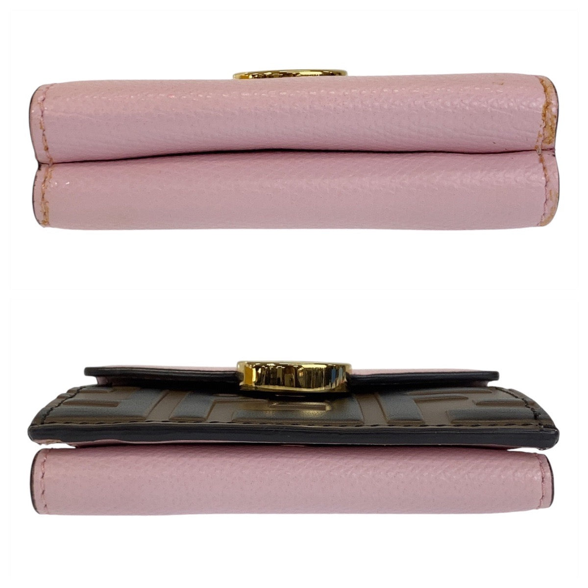 FENDI Tri-fold wallet leather Brown Folding wallet Compact wallet ZUCCA F IS FENDI Women Used Authentic