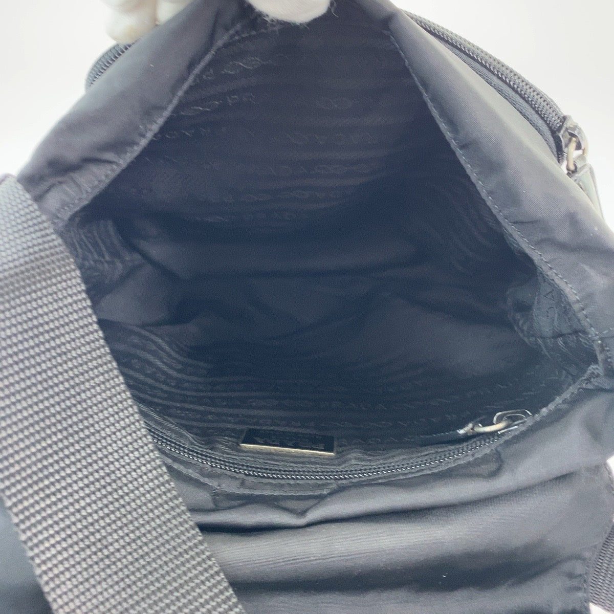 PRADA Shoulder Bag BT8994 Nylon black Crossbody Shoulder Bag Pochette Test Triangle With logo mens Used Authentic