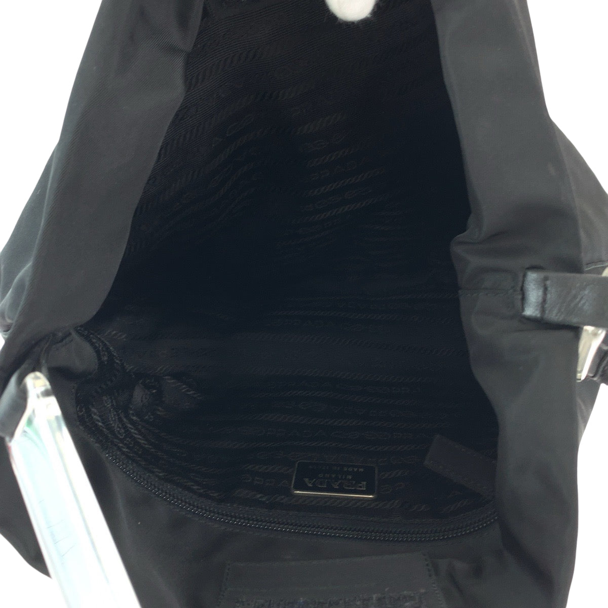 PRADA Shoulder Bag Nylon black One Shoulder Bag Test Triangle With logo plastic handle Women Used Authentic