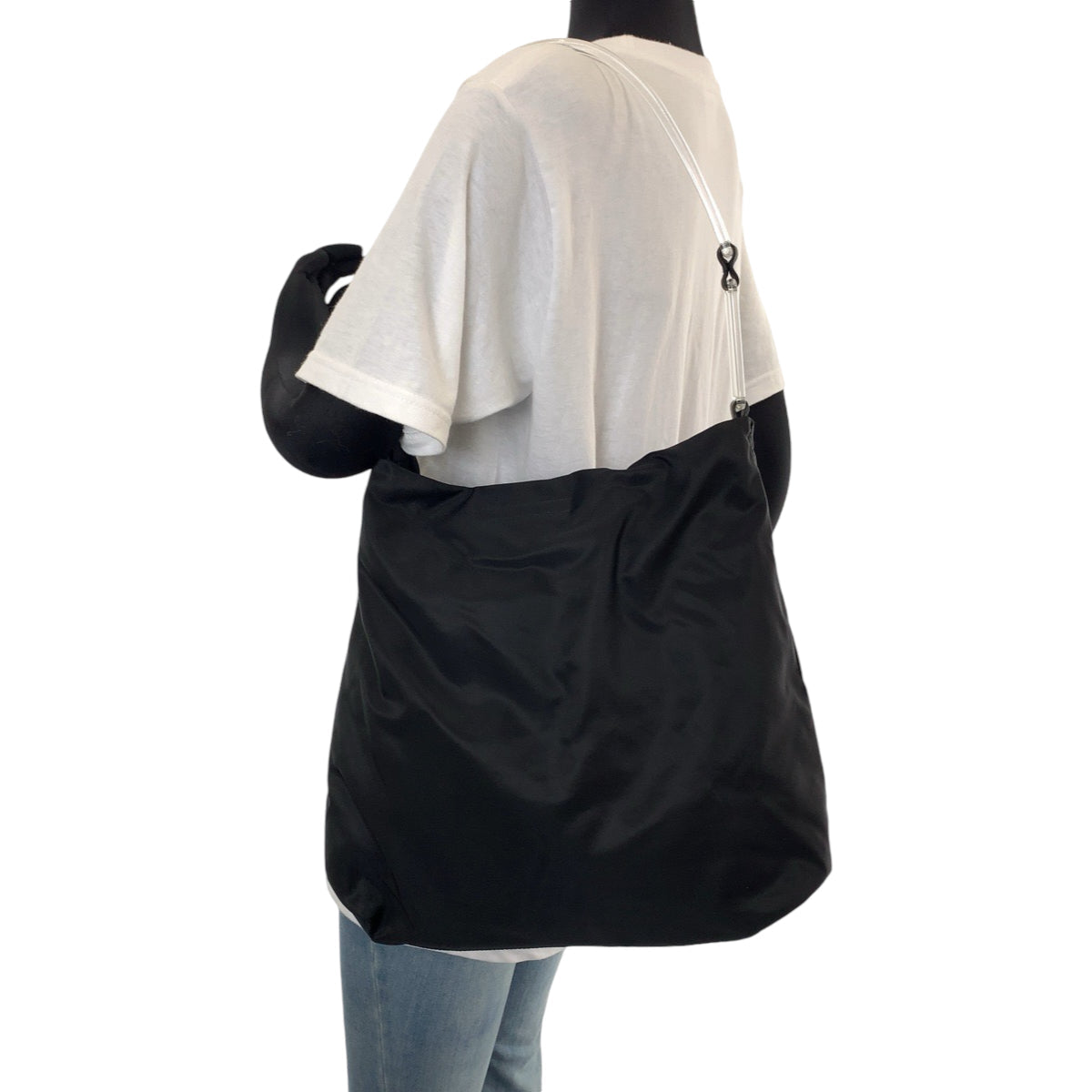 PRADA Shoulder Bag Nylon black One Shoulder Bag Test Triangle With logo plastic handle Women Used Authentic