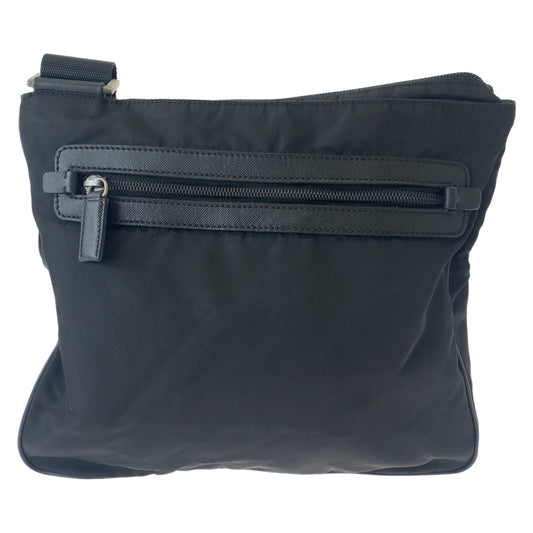 PRADA Shoulder Bag Nylon Black SilverMetal Shoulder Bag Crossbody Test Triangle With logo mens Used Authentic