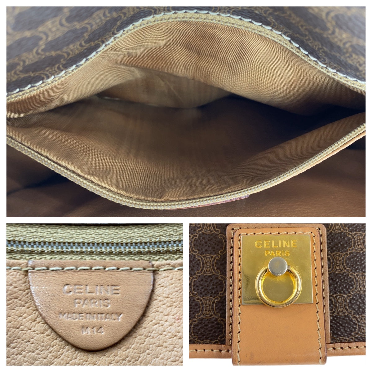 CELINE Shoulder Bag PVC, Leather Brown Crossbody Shoulder Bag Macadam Women Used Authentic
