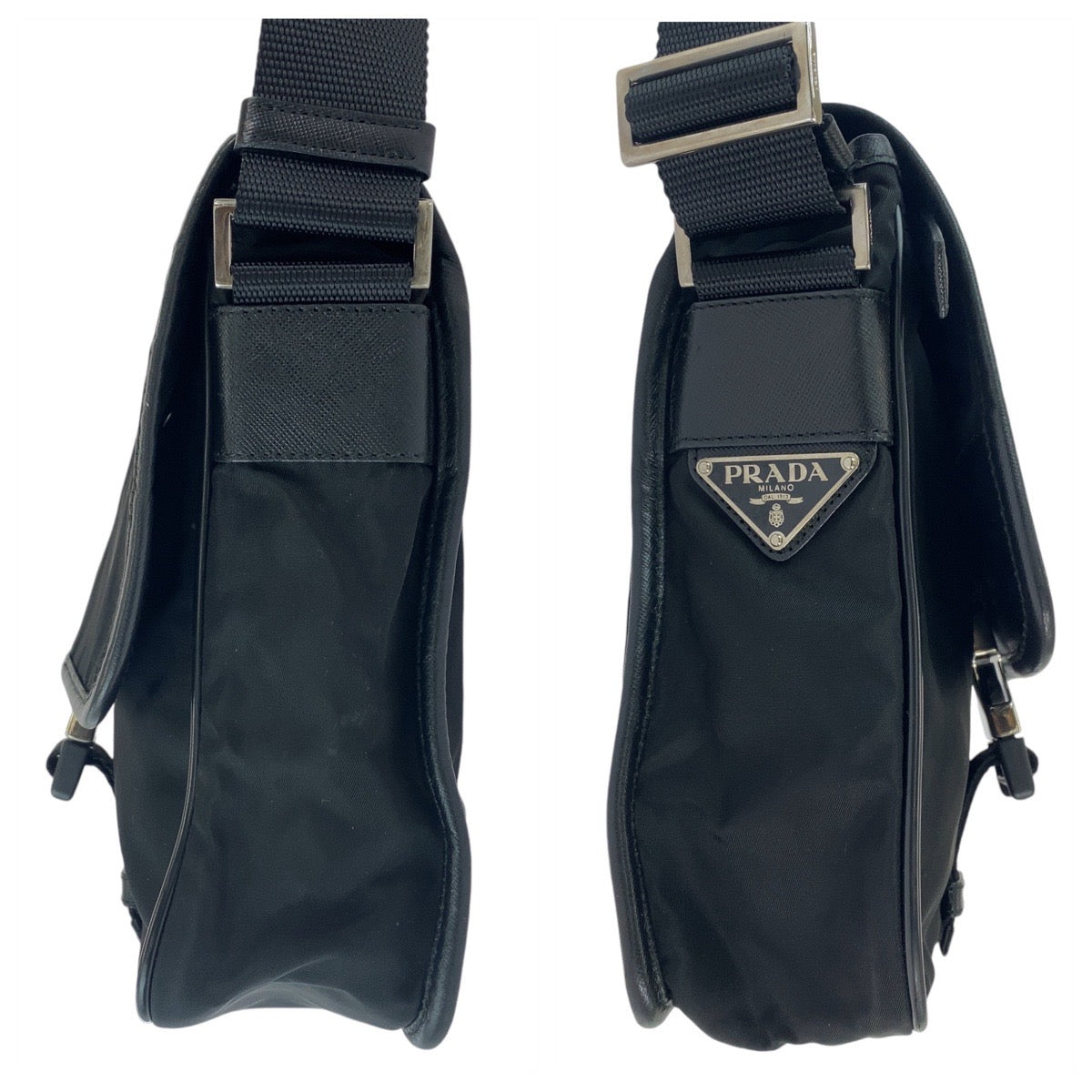 PRADA Shoulder Bag Nylon black Crossbody Shoulder Bag Messenger Bag Test Triangle With logo mens(Unisex) Used Authentic