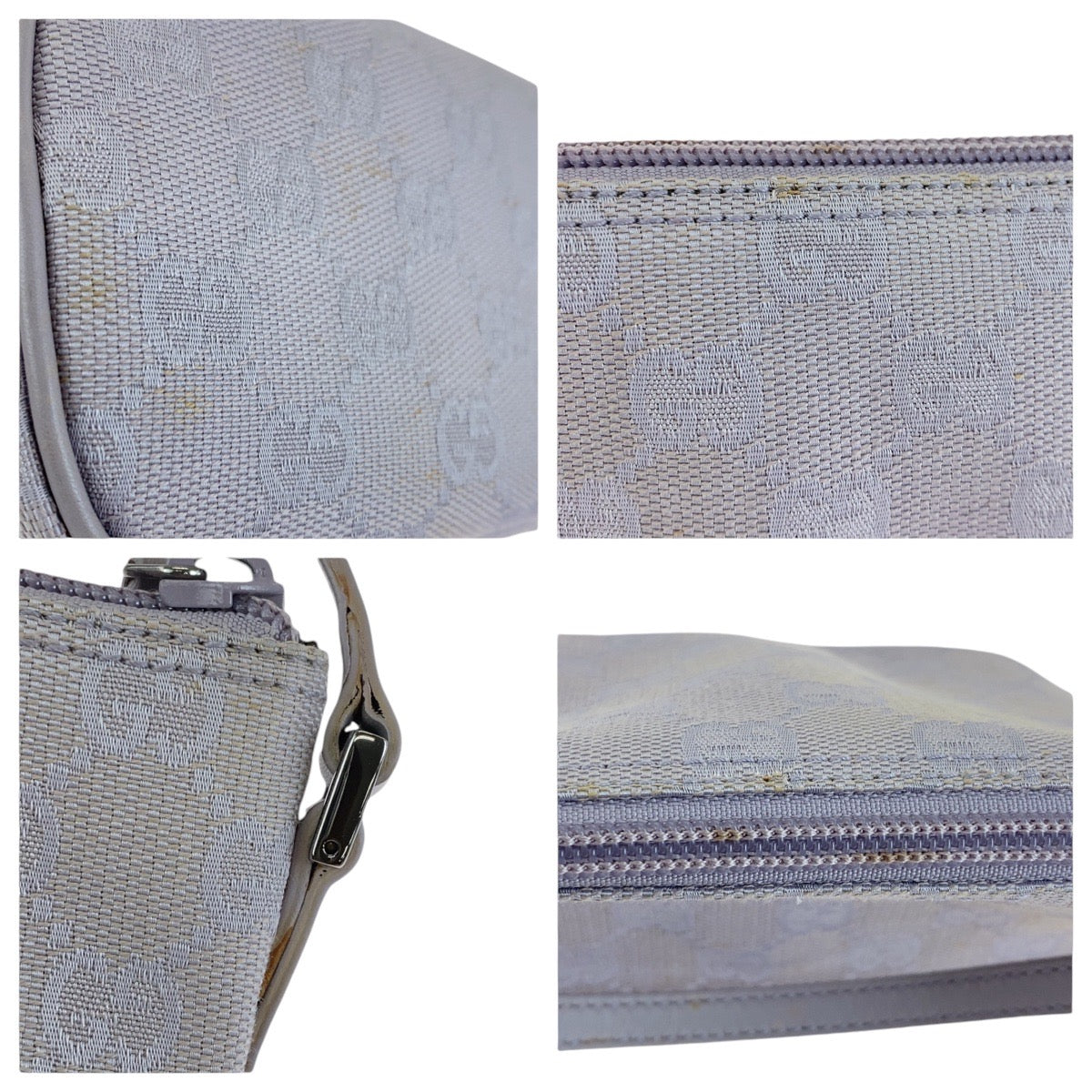 GUCCI Handbag 7198 GG canvas, leather gray Handbag accessory pouch Women Used Authentic