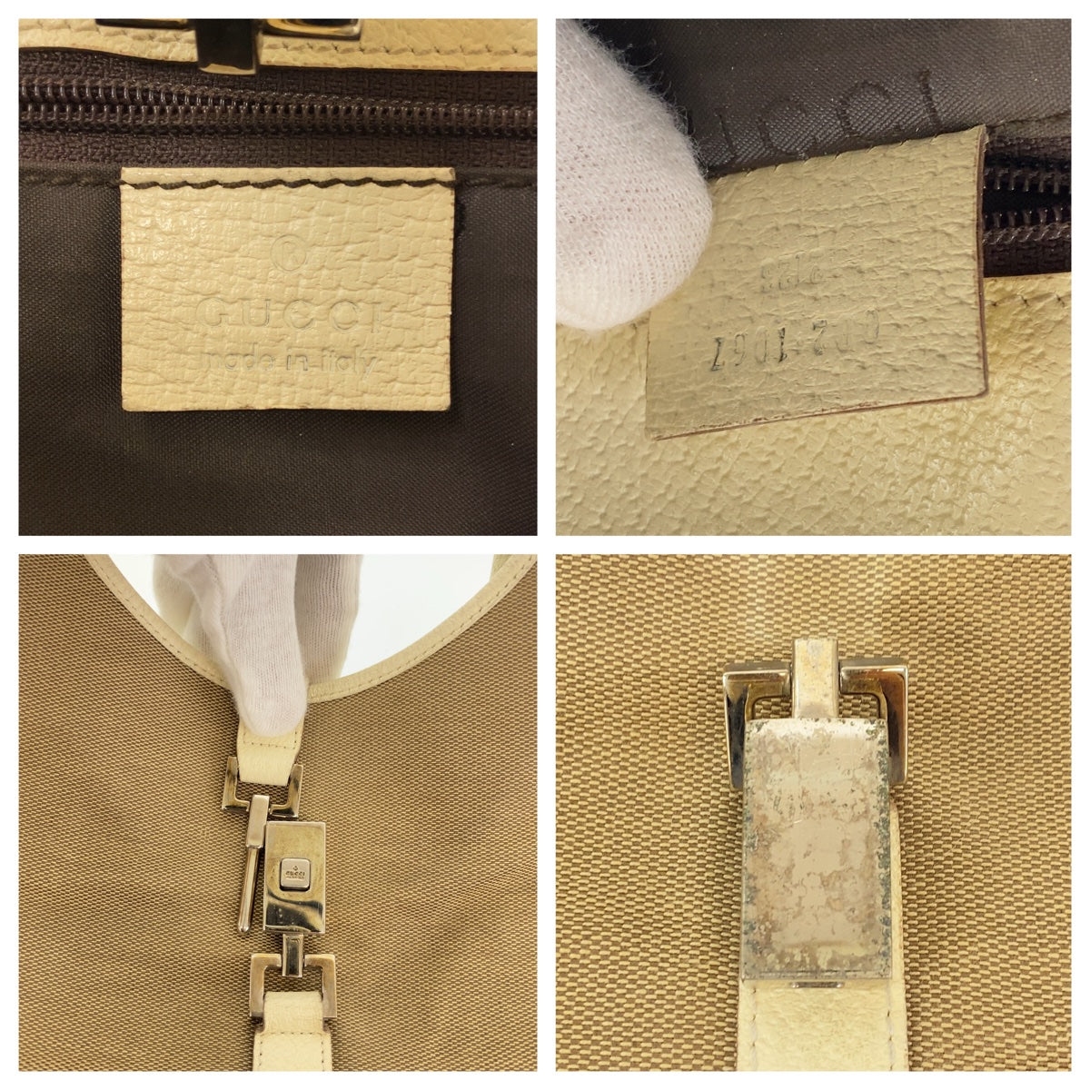 GUCCI Shoulder Bag 002 1067 canvas beige Shoulder Bag handbag Jackie Women Used Authentic