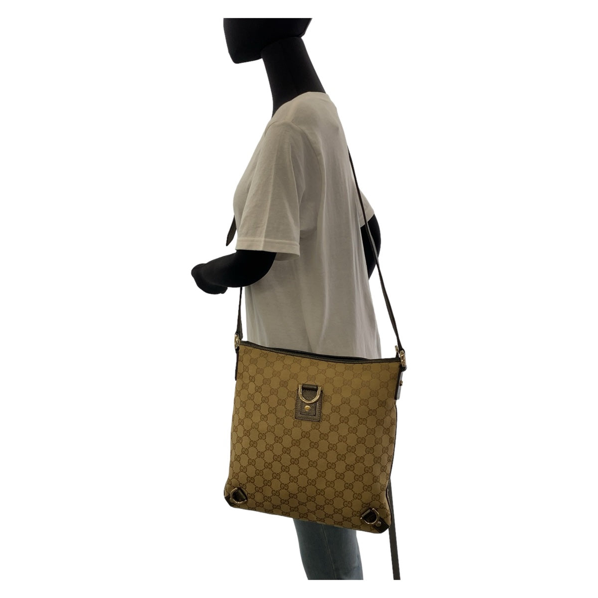 GUCCI Shoulder Bag 131326 GG canvas, leather Beige Brown Gold Metal Crossbody Shoulder Bag Pochette Abbey GG pattern Women Used Authentic