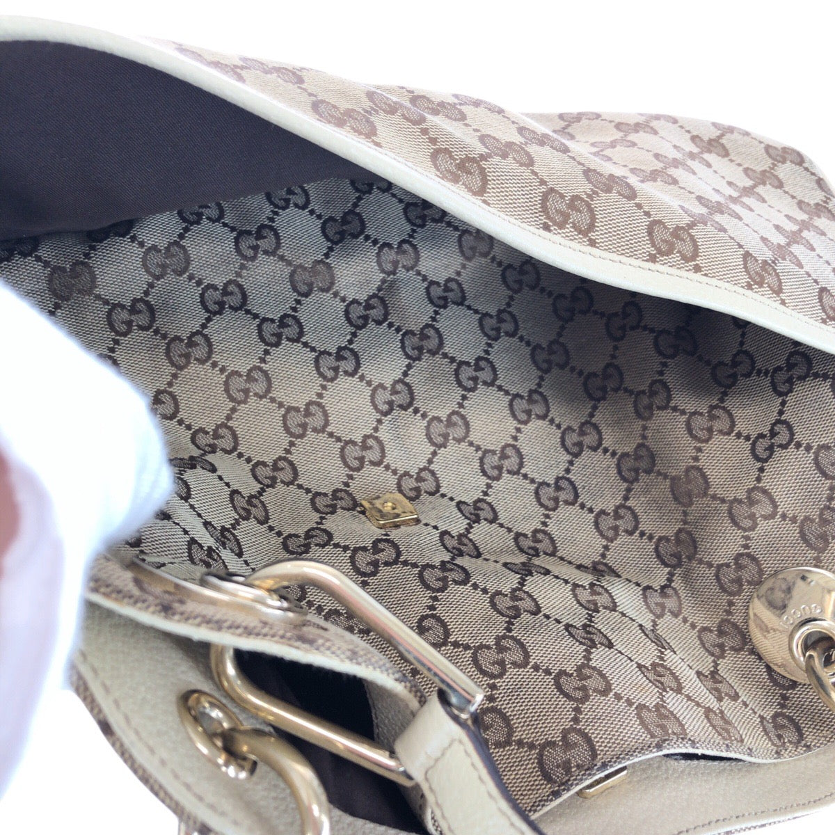 GUCCI Tote Bag 121023 GG canvas, leather Brown Tote Bag Shoulder Bag Women Used Authentic