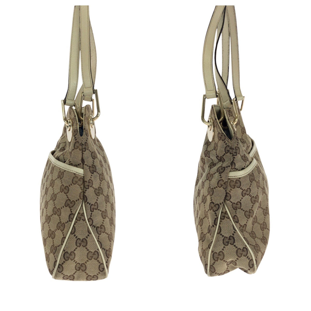 GUCCI Tote Bag 121023 GG canvas, leather Brown Tote Bag Shoulder Bag Women Used Authentic