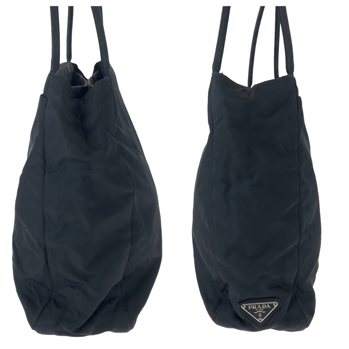 PRADA Tote Bag Nylon black Tote Bag handbag Test Triangle With logo Women Used Authentic