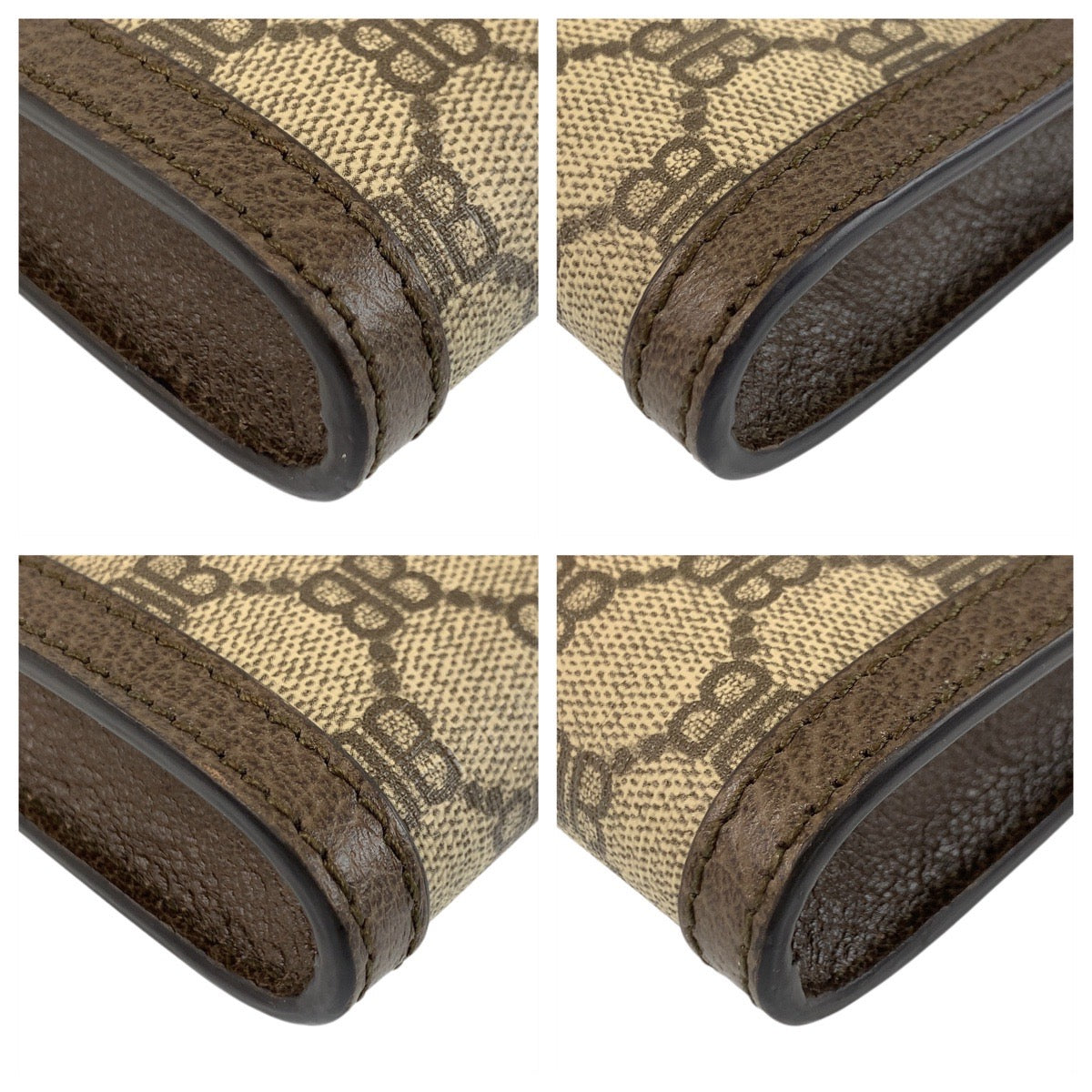 BALENCIAGA Clutch bag 680381 GG Supreme canvas, leather Beige Brown Gold Metal Clutch bag business bag document case GUCCI collaboration The Hacker Project mens Used Authentic
