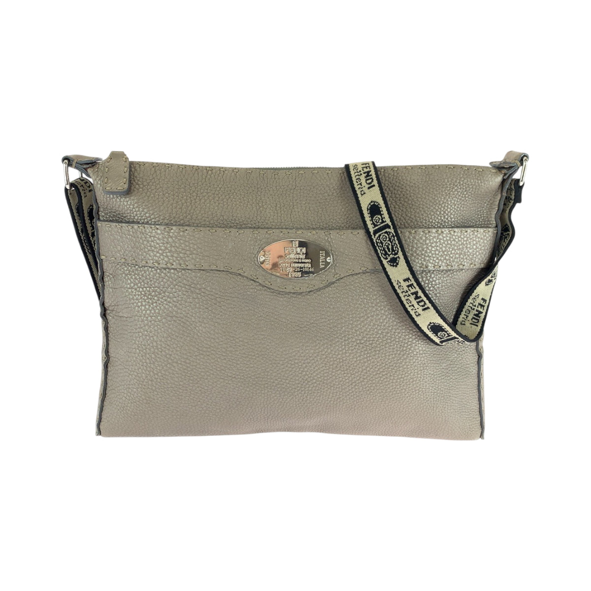 FENDI Shoulder Bag 2390-8BT093 leather Beige SilverMetal Shoulder Bag Crossbody Celeria Women Used Authentic