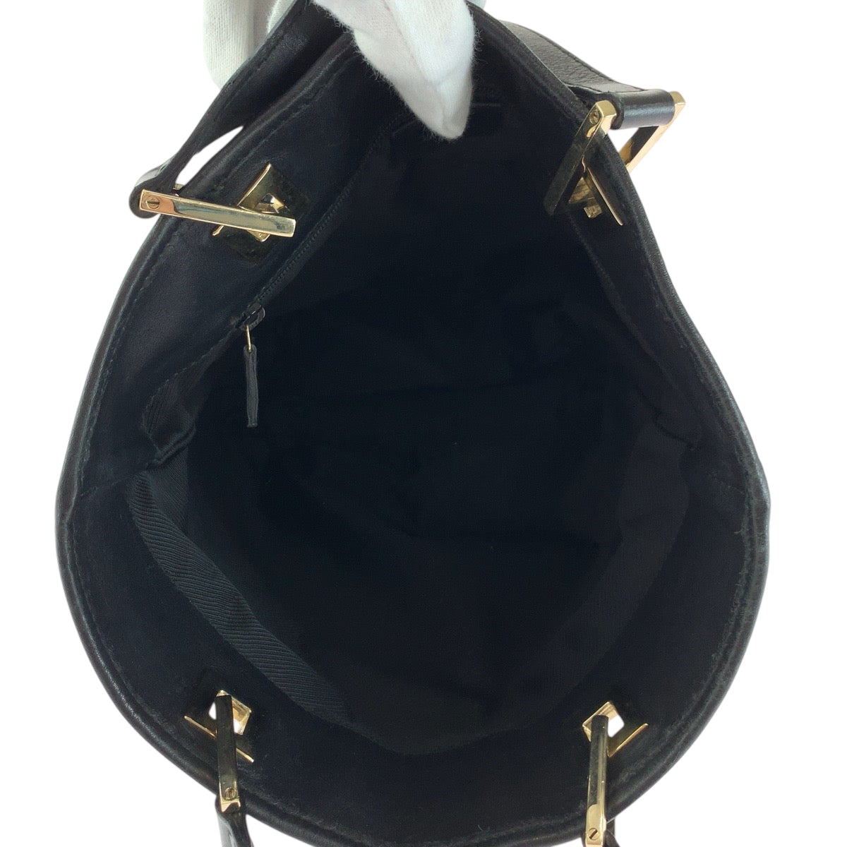 GUCCI Tote Bag 002 1099 GG canvas Black GoldMetal Tote Bag handbag Women Used Authentic
