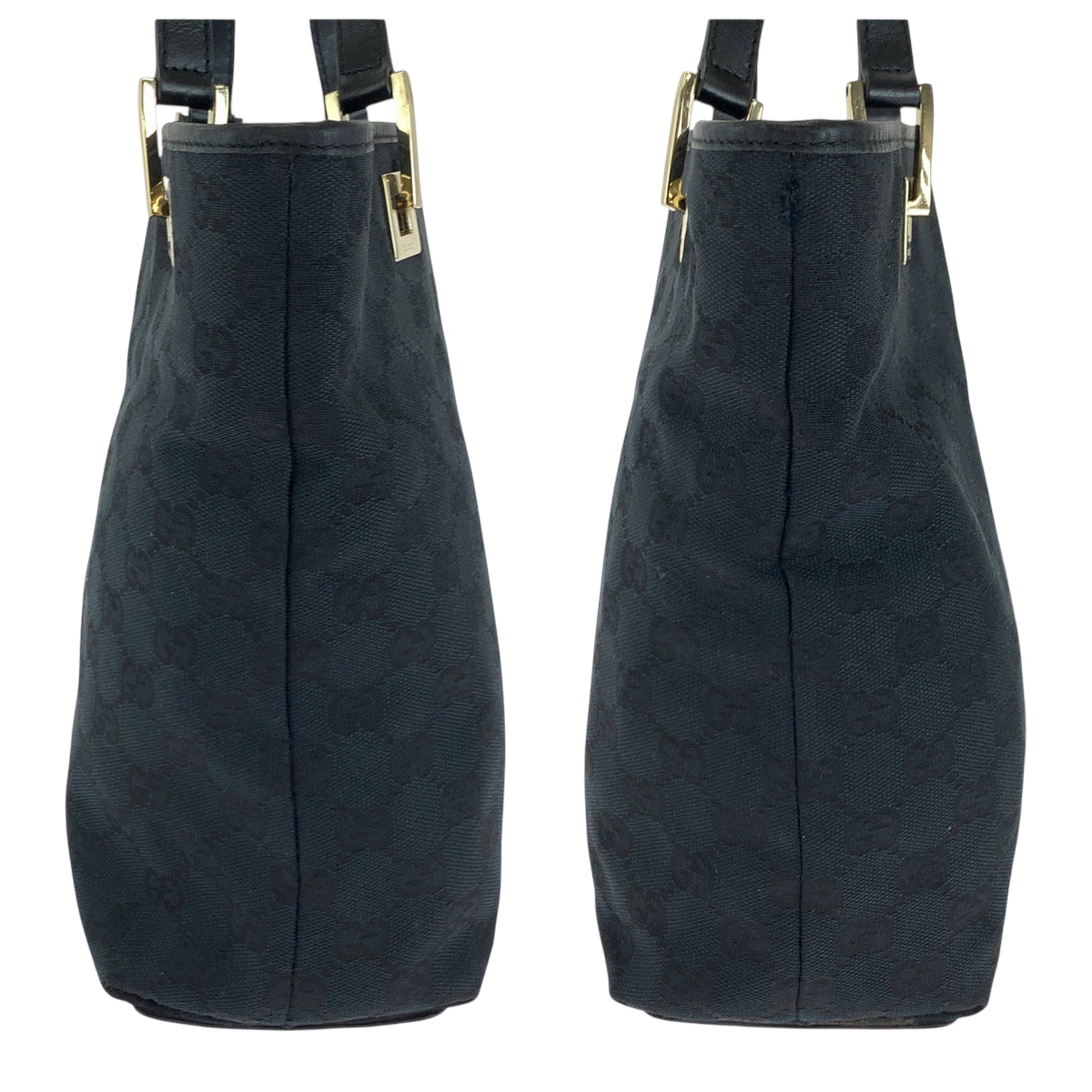 GUCCI Tote Bag 002 1099 GG canvas Black GoldMetal Tote Bag handbag Women Used Authentic