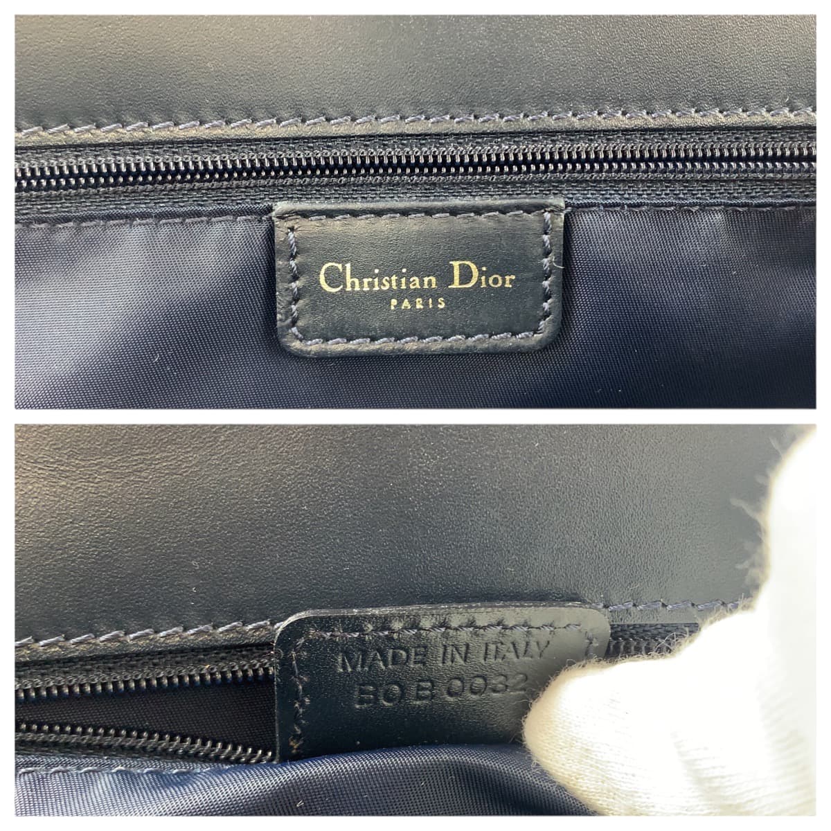 Dior Tote Bag Canvas, Leather Navy Gold Metal Tote Bag handbag Trotter Women Used Authentic