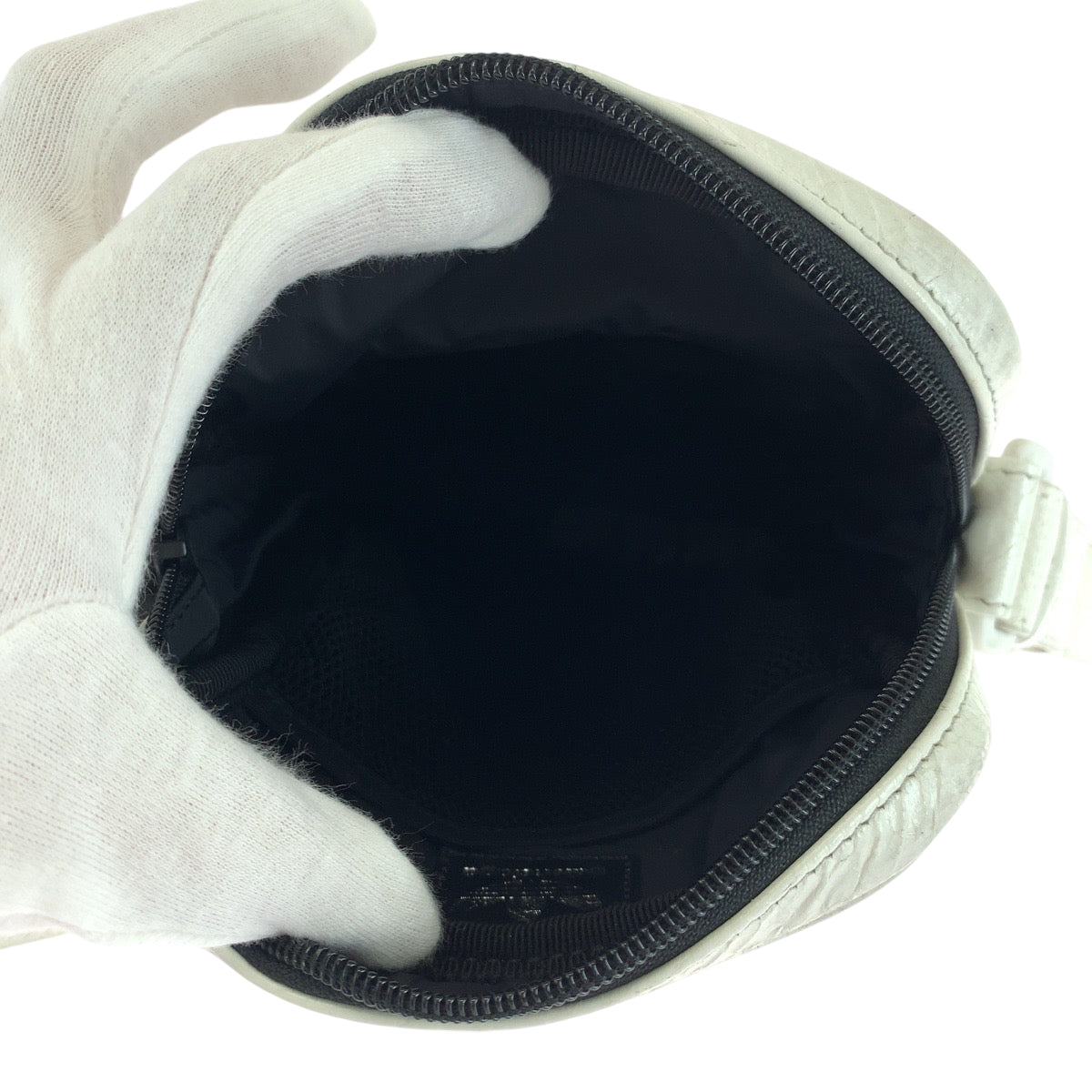 BALENCIAGA Shoulder Bag 721850 leather White Black White Metal Shoulder Bag pochette adidas collaboration Three stripes mens Used Authentic