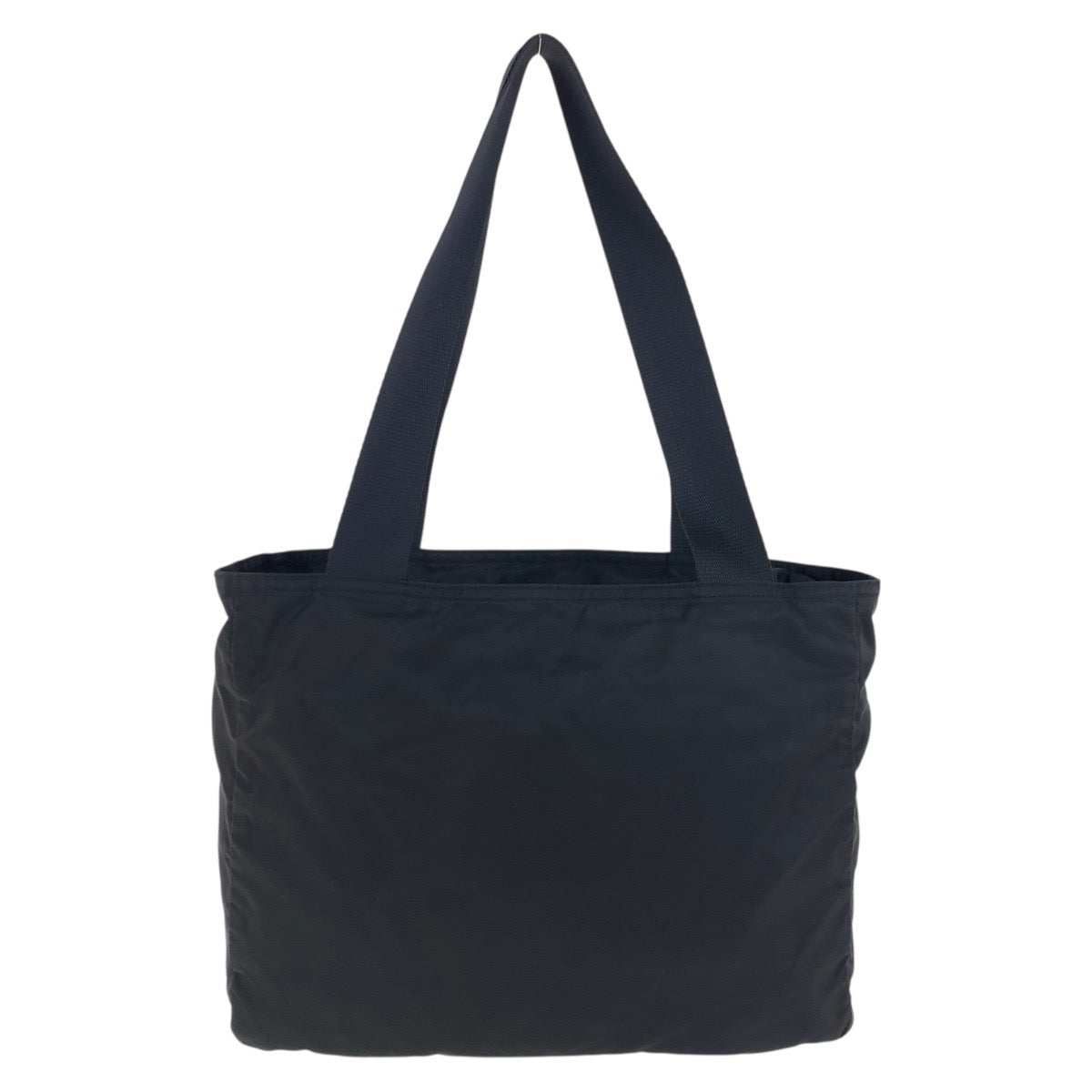 PRADA Tote Bag Nylon Black SilverMetal Tote Bag Shoulder Bag Test Triangle With logo Women Used Authentic