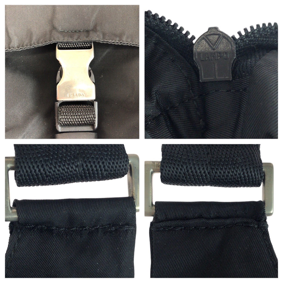 PRADA Shoulder Bag Nylon Black Black SilverMetal Test Triangle With logo