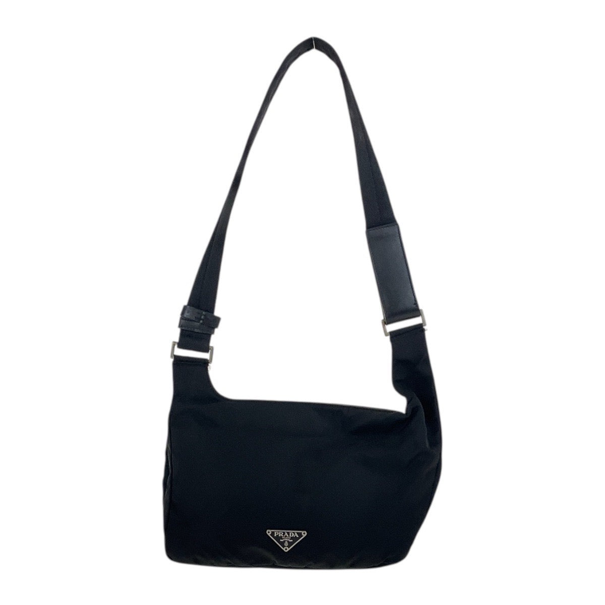 PRADA Shoulder Bag Nylon Black Black SilverMetal Test Triangle With logo