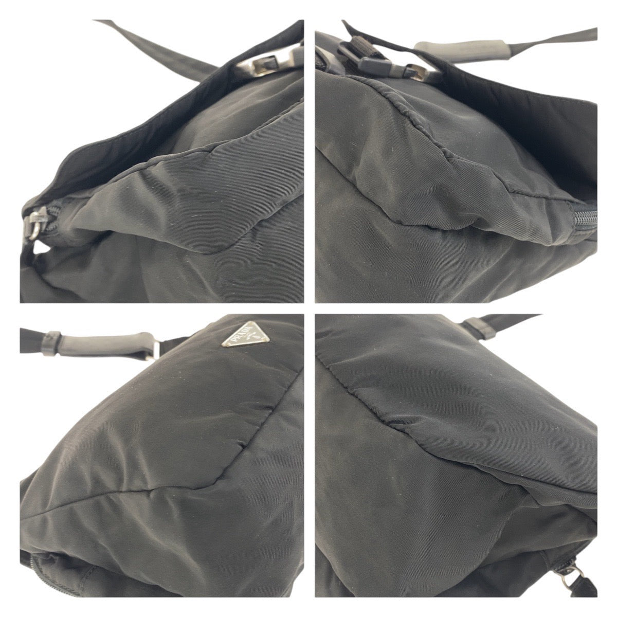 PRADA Shoulder Bag Nylon Black Black SilverMetal Test Triangle With logo