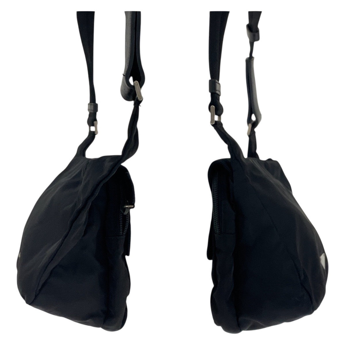 PRADA Shoulder Bag Nylon Black Black SilverMetal Test Triangle With logo