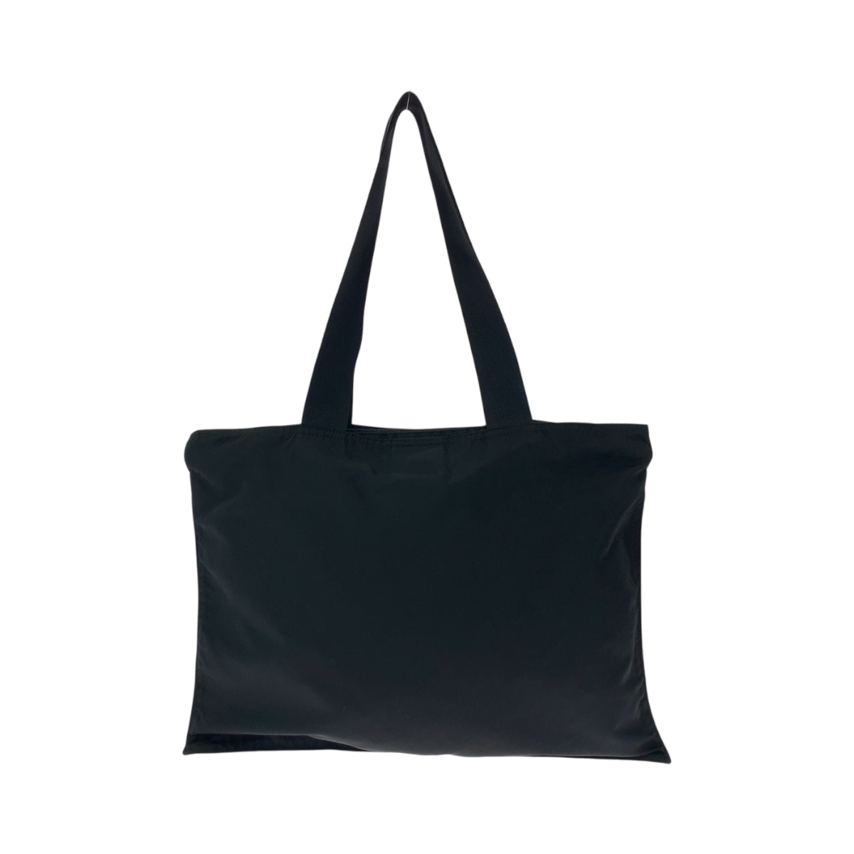 PRADA Tote Bag Nylon Black SilverMetal Tote Bag handbag Test Triangle With logo Women Used Authentic