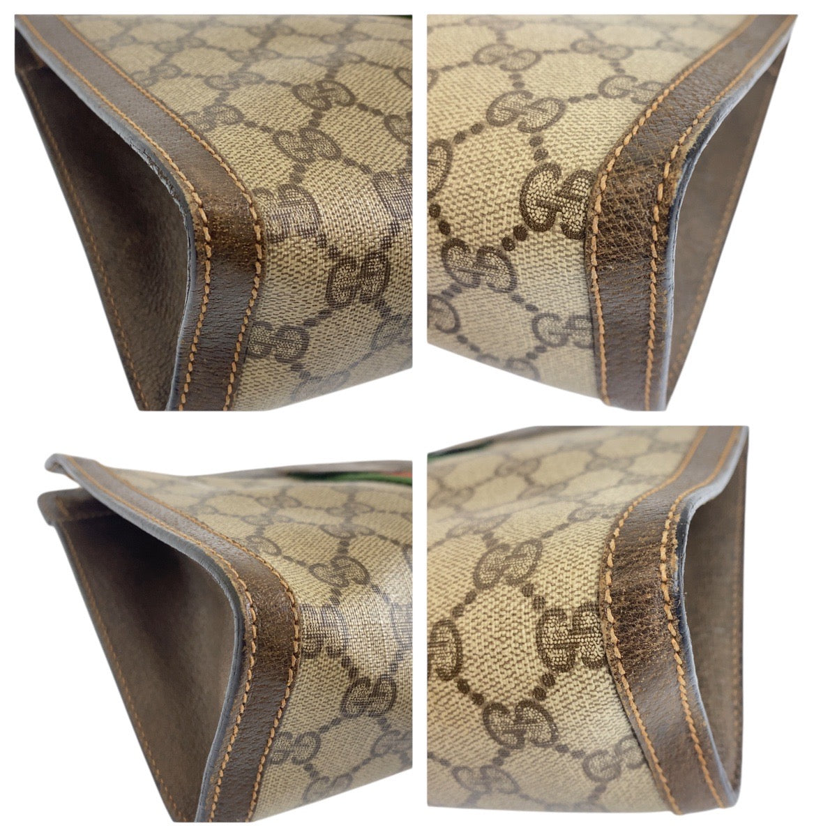 GUCCI Clutch bag 67 014 2125 GG Supreme canvas, leather Beige brown Clutch bag business bag Old Gucci Shelly Line mens Used Authentic