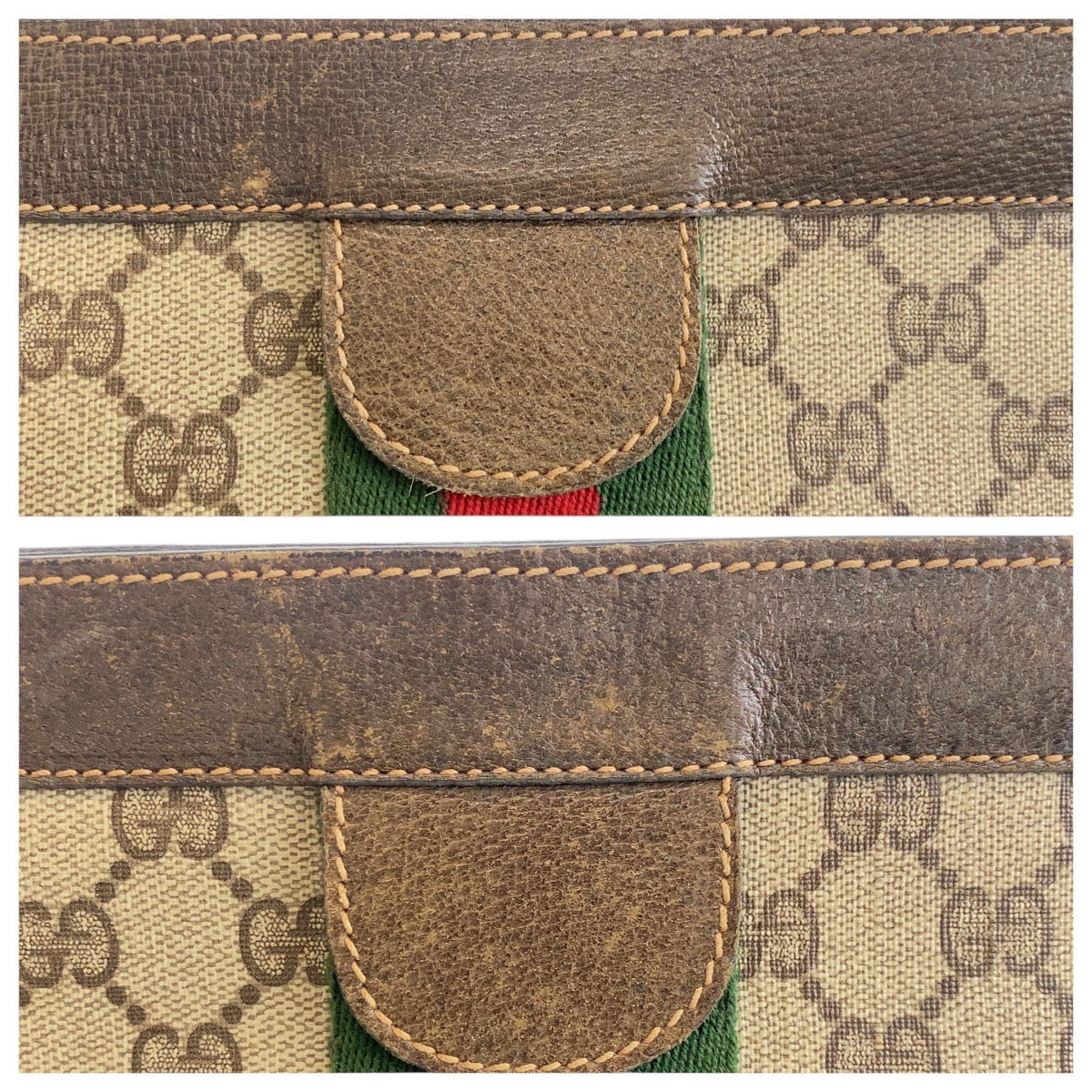 GUCCI Clutch bag 67 014 2125 GG Supreme canvas, leather Beige brown Clutch bag business bag Old Gucci Shelly Line mens Used Authentic