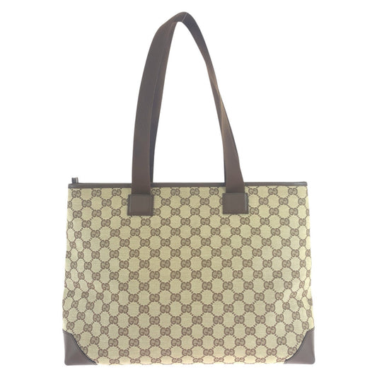 GUCCI Tote Bag 34339 GG canvas, leather Beige brown Tote Bag Shoulder Bag Women Used Authentic