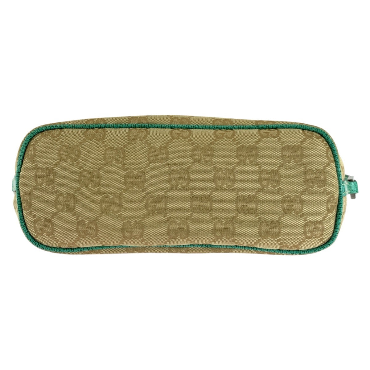 GUCCI Handbag 07198 GG canvas, leather Beige Green SilverMetal Handbag accessory pouch Women Used Authentic