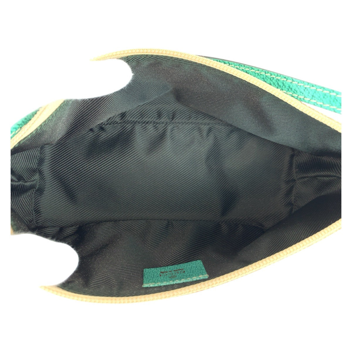 GUCCI Handbag 07198 GG canvas, leather Beige Green SilverMetal Handbag accessory pouch Women Used Authentic