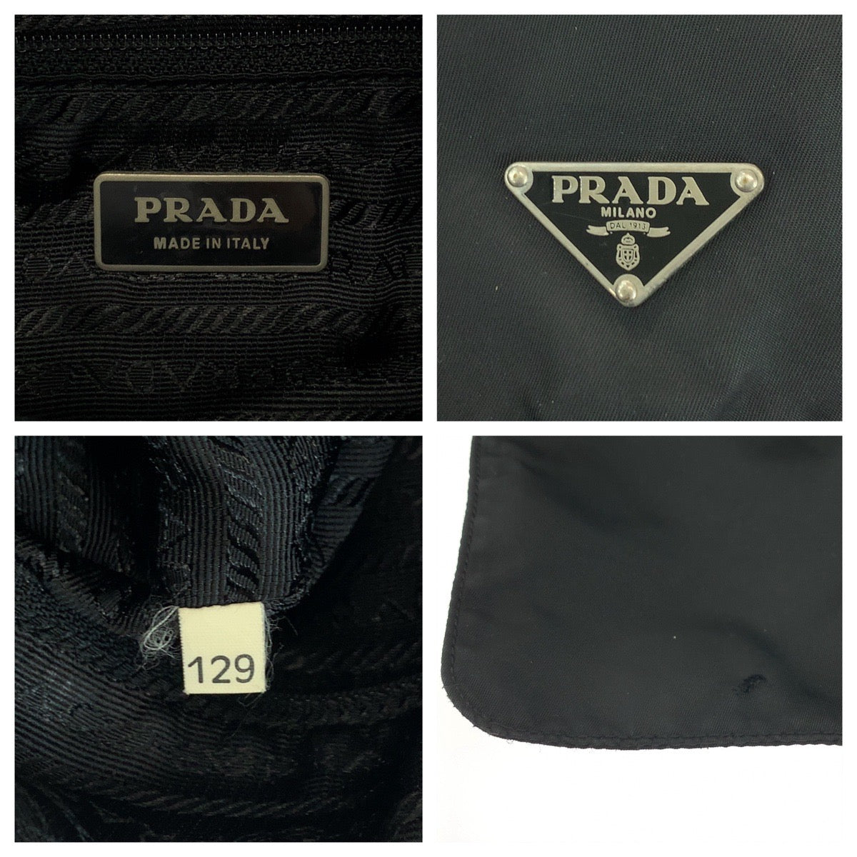 PRADA Shoulder Bag Nylon Black SilverMetal Shoulder Bag pochette Test Triangle With logo Women Used Authentic