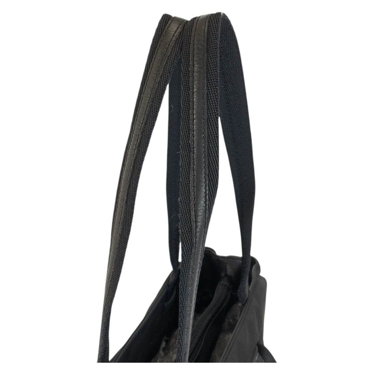 PRADA Tote Bag 22 Nylon Black SilverMetal Tote Bag Shoulder Bag Test Triangle With logo Women Used Authentic