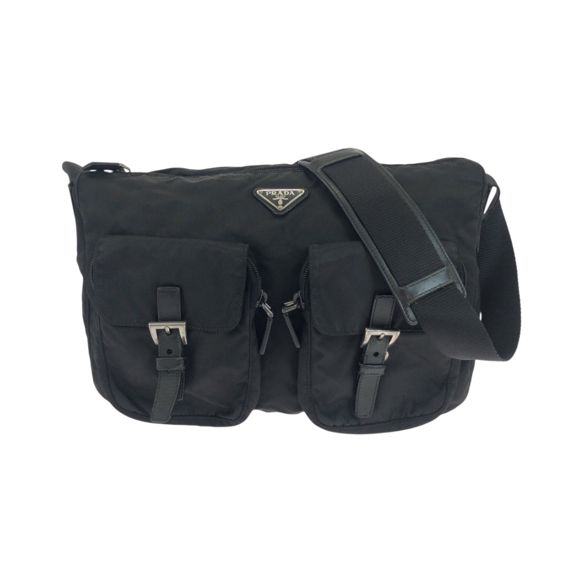 PRADA Shoulder Bag Nylon black Jolder Bag Messenger Bag Test Triangle With logo Women Used Authentic