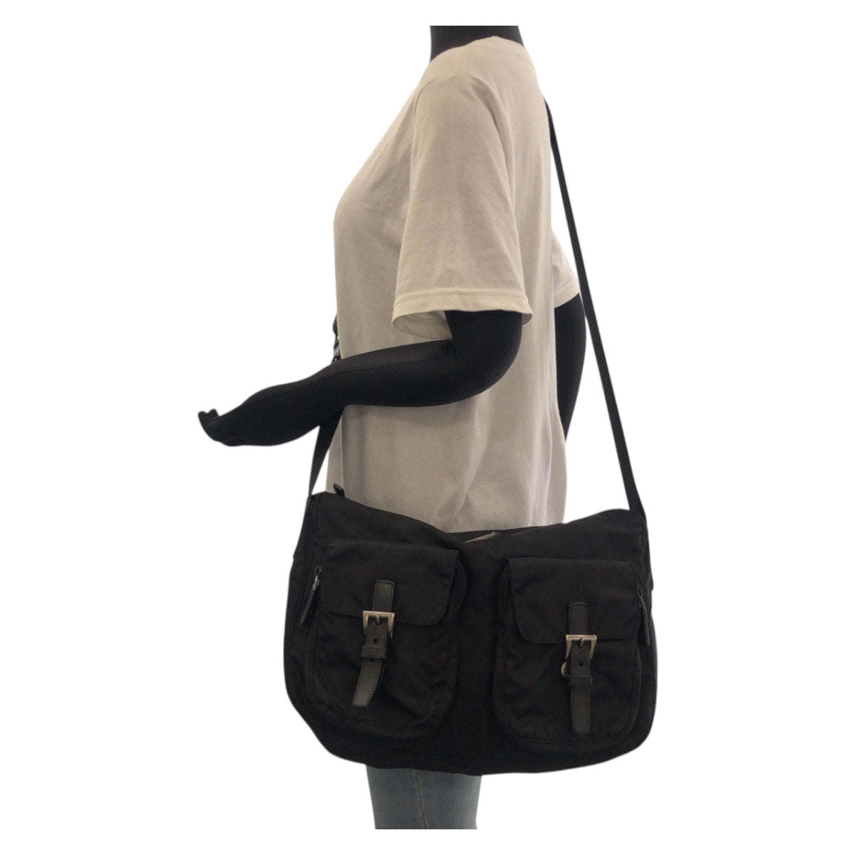 PRADA Shoulder Bag Nylon black Jolder Bag Messenger Bag Test Triangle With logo Women Used Authentic