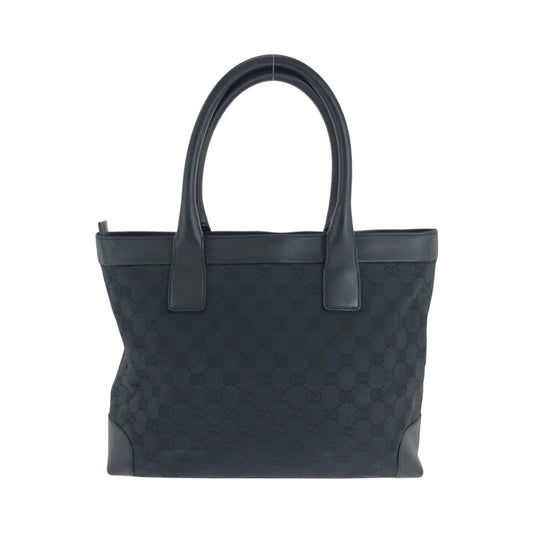 GUCCI Tote Bag 002 1119 GG canvas Black SilverMetal Tote Bag handbag Women Used Authentic
