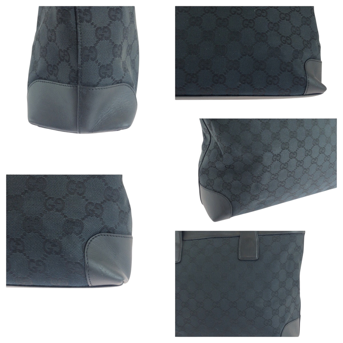 GUCCI Tote Bag 002 1119 GG canvas Black SilverMetal Tote Bag handbag Women Used Authentic