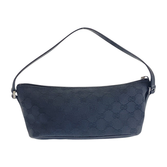 GUCCI Handbag 07198 GG canvas, leather Black SilverMetal Handbag accessory pouch Women Used Authentic