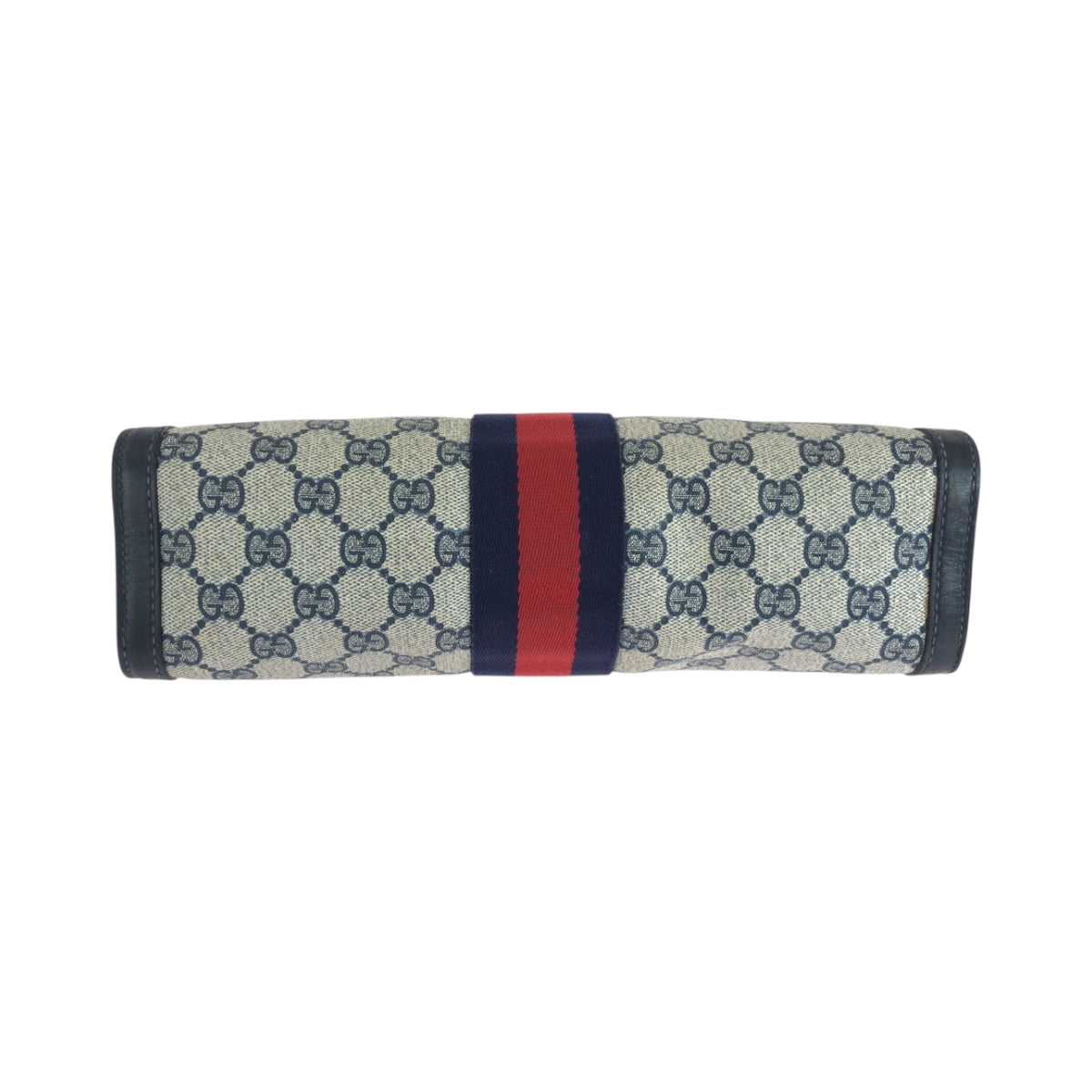 GUCCI Clutch bag GG Supreme Canvas Gray navy Clutch bag business bag Sherry line Women Used Authentic