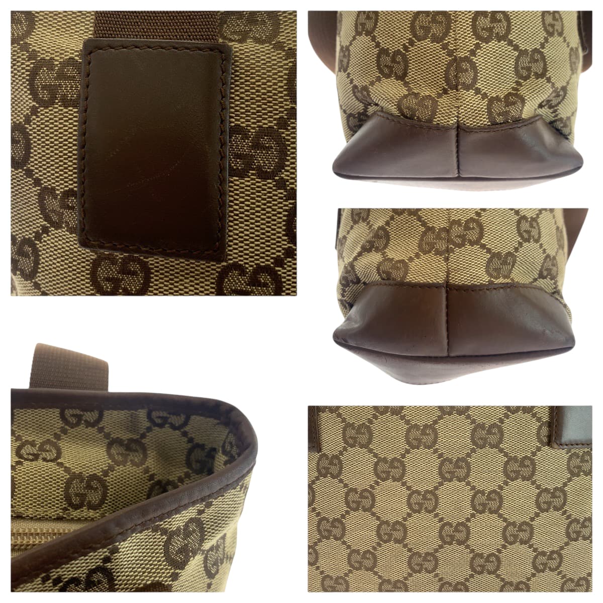 GUCCI Tote Bag 019 0402 GG canvas Brown Beige SilverMetal Tote Bag Shoulder Bag Women Used Authentic