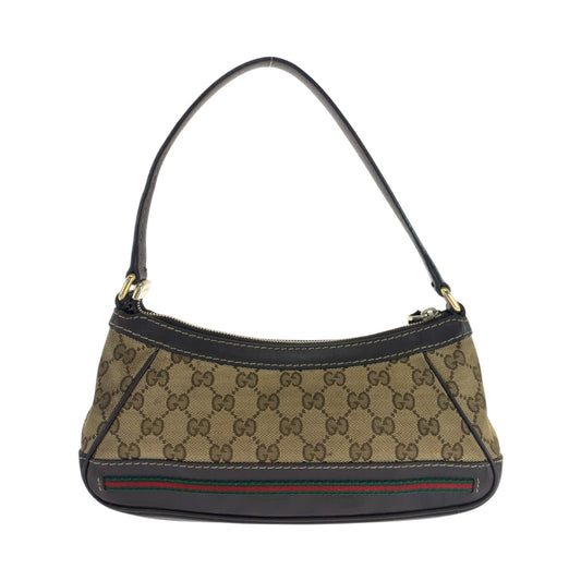GUCCI Shoulder Bag 269893 GG canvas Dark Brown Beige Gold Metal Shoulder Bag handbag Sherry line Women Used Authentic