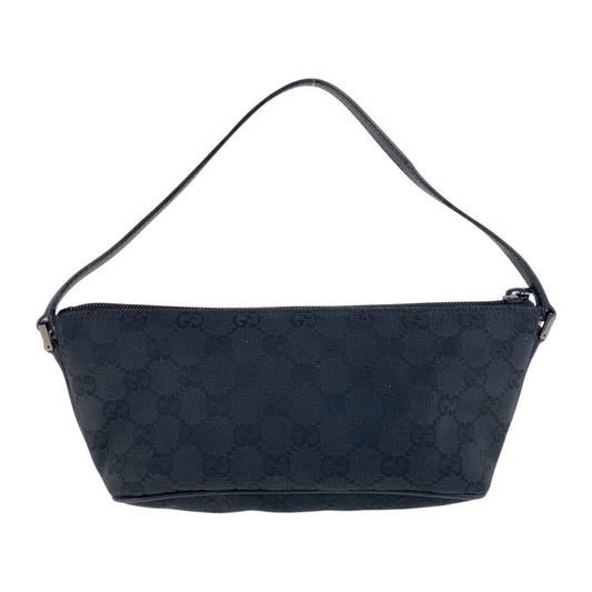 GUCCI Handbag 07198 GG canvas, leather Black SilverMetal Handbag accessory pouch Women Used Authentic
