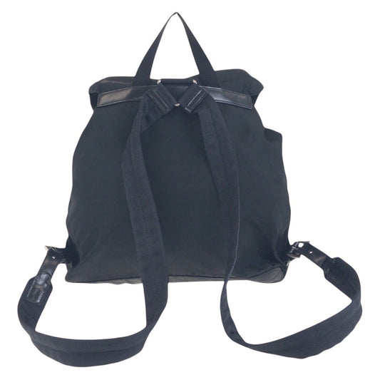PRADA Backpack Nylon Black SilverMetal Backpack Test Triangle With logo Women Used Authentic