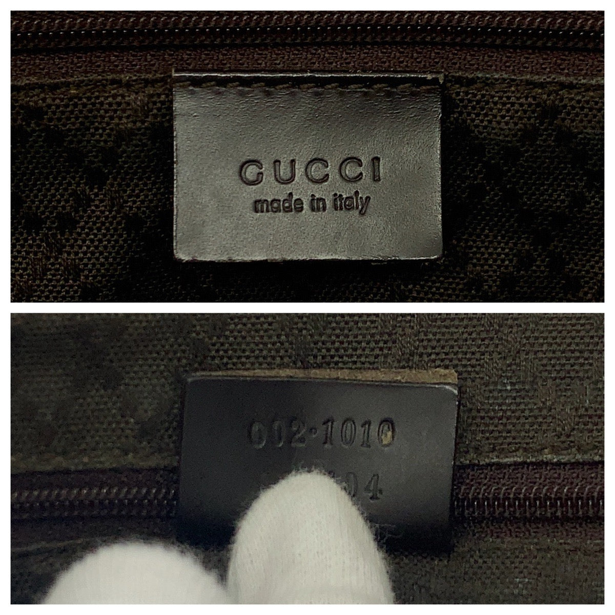 GUCCI Tote Bag 002 1010 Nylon Brown Black SilverMetal Tote Bag handbag Bamboo Women Used Authentic