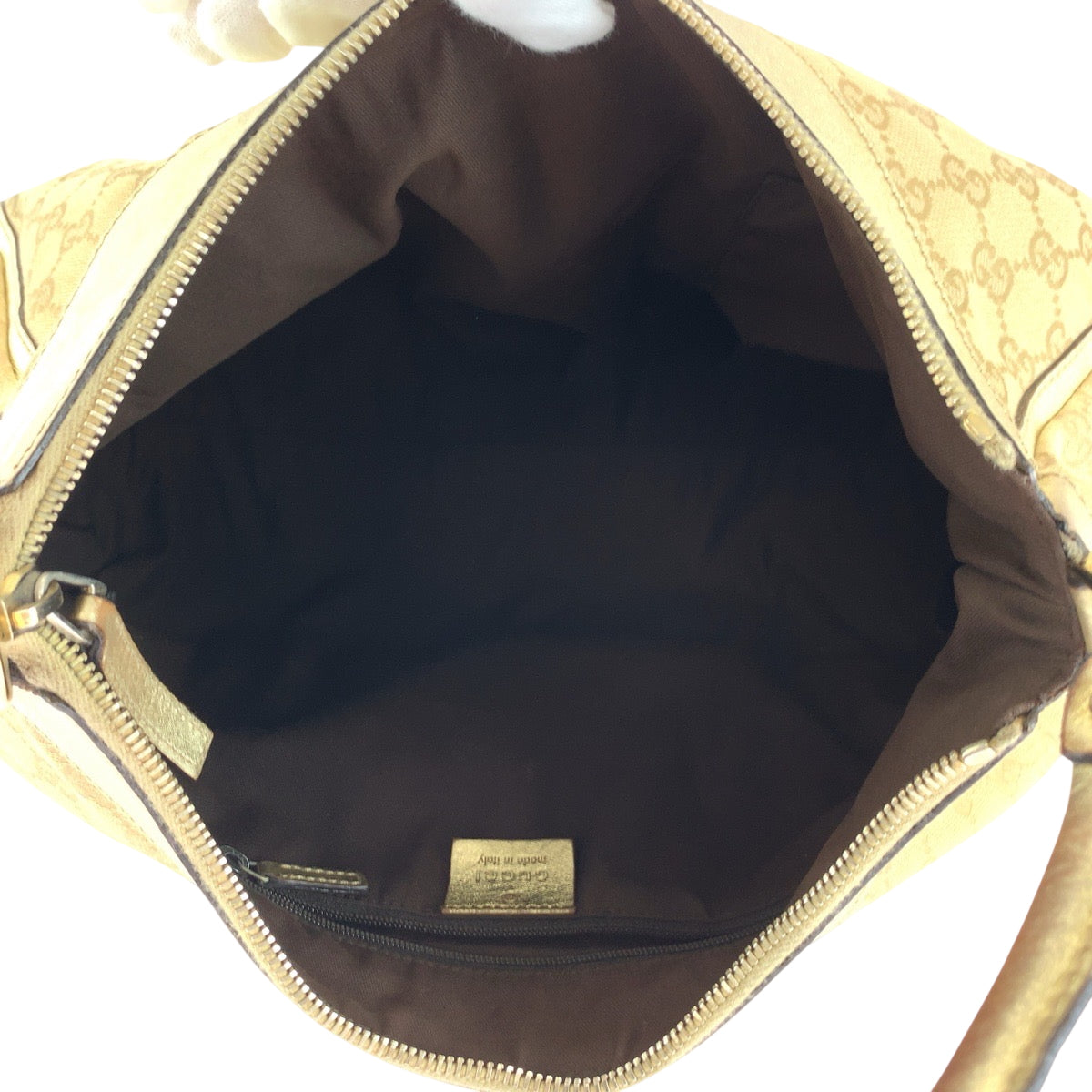 GUCCI Shoulder Bag 189833 GG canvas Beige gold Abbey