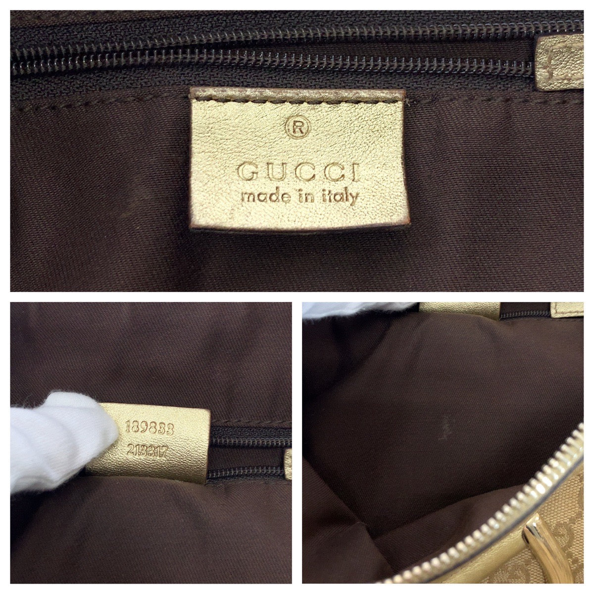 GUCCI Shoulder Bag 189833 GG canvas Beige gold Abbey