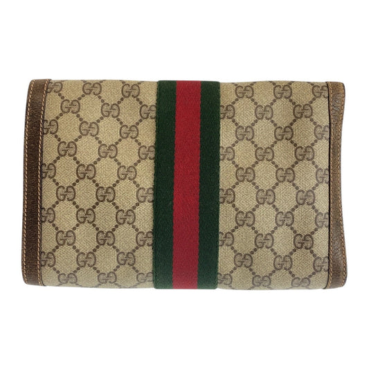 GUCCI Clutch bag 67 014 3087 GG Supreme Canvas beige Old Gucci Shelly Line