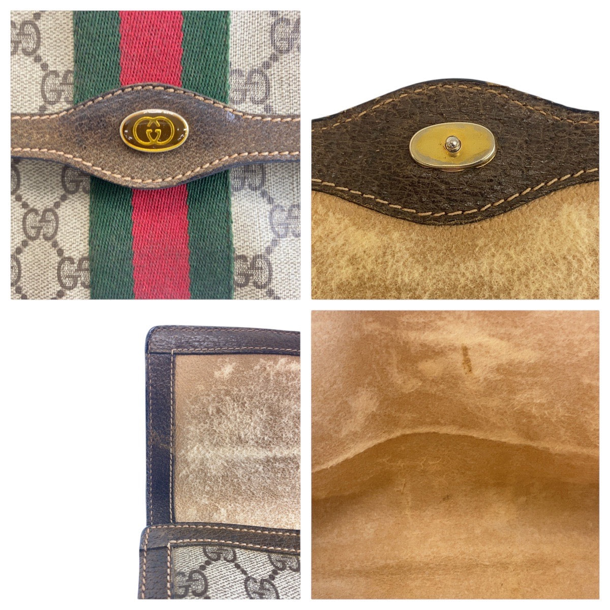 GUCCI Clutch bag 67 014 3087 GG Supreme Canvas beige Old Gucci Shelly Line