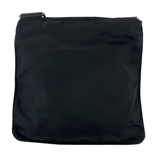 PRADA Shoulder Bag Nylon Black SilverMetal Shoulder Bag pochette Test Triangle With logo Women Used Authentic