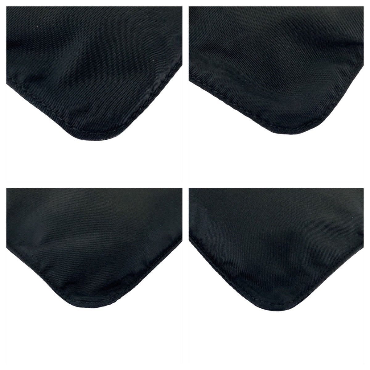 PRADA Shoulder Bag Nylon Black SilverMetal Shoulder Bag pochette Test Triangle With logo Women Used Authentic