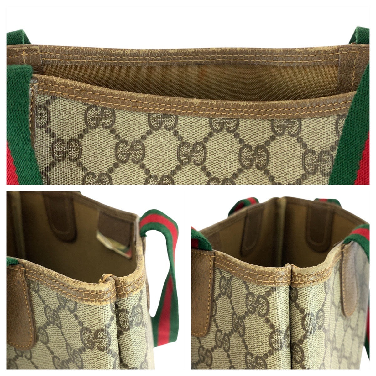 GUCCI Tote Bag 39 02 003 GG Supreme Canvas Beige brown Sherry Line Old Gucci